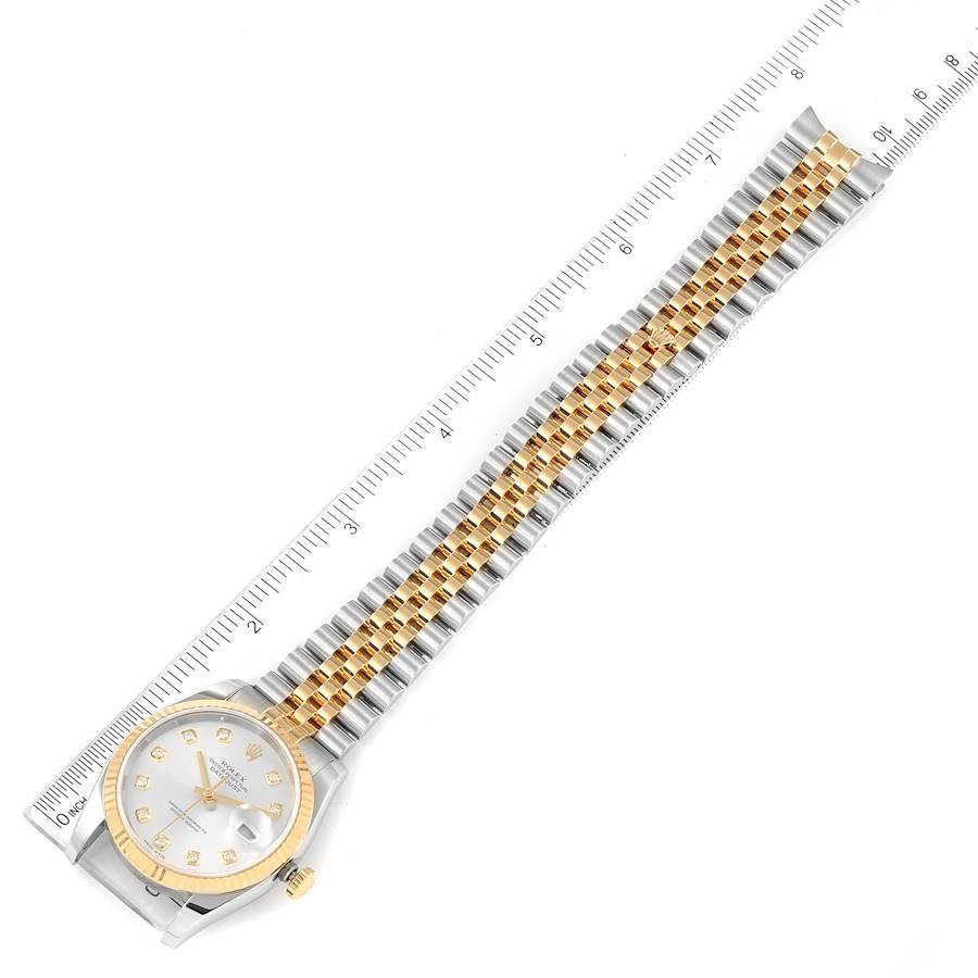 Rolex Datejust Steel Yellow Gold Silver Diamond Dial Mens Watch 116233 For Sale 5