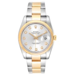 Rolex Datejust Steel Yellow Gold Silver Diamond Dial Men's Watch 116233