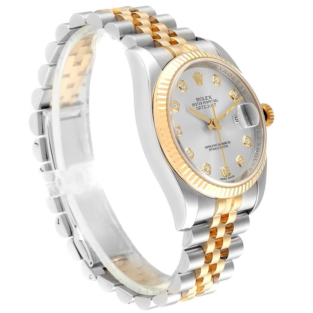 Rolex Datejust Steel Yellow Gold Silver Diamond Dial Men's Watch 116233 1