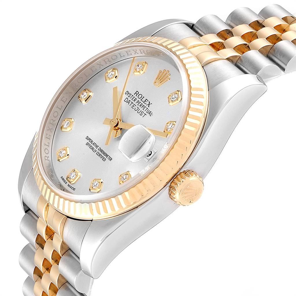 Rolex Datejust Steel Yellow Gold Silver Diamond Dial Men's Watch 116233 2