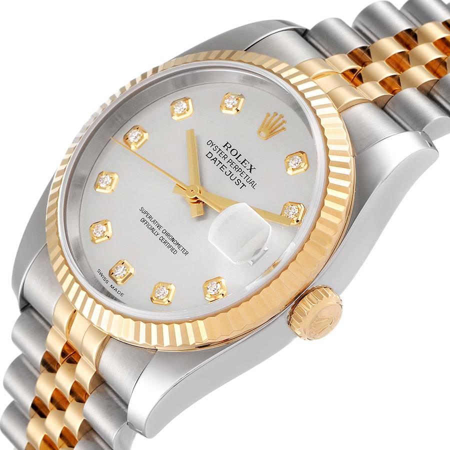Men's Rolex Datejust Steel Yellow Gold Silver Diamond Dial Mens Watch 116233 For Sale
