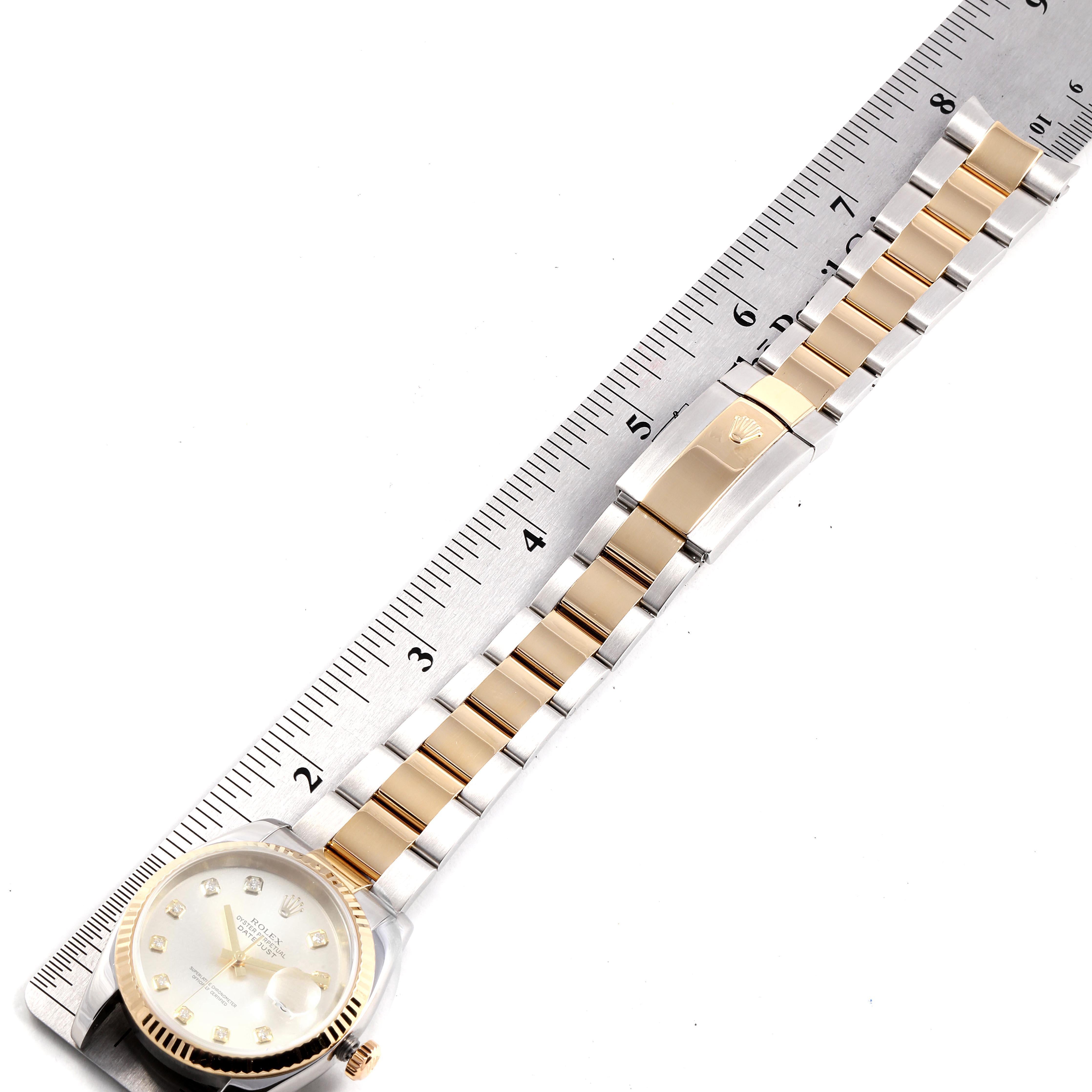 Rolex Datejust Steel Yellow Gold Silver Diamond Dial Men's Watch 116233 6