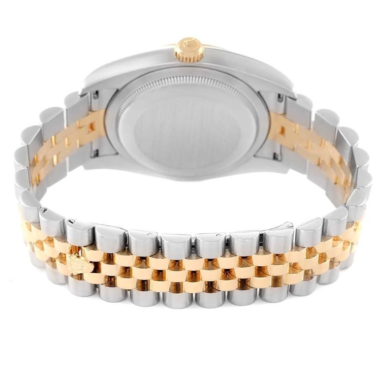 Rolex Datejust Steel Yellow Gold Silver Diamond Dial Mens Watch 116233 ...