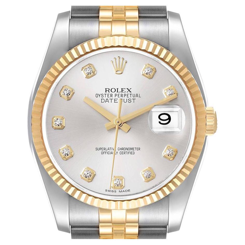 Rolex Datejust 36 Yellow Gold Roulette Date Wheel Black Index Dial