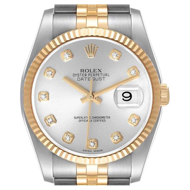 Rolex Datejust 36 Steel Yellow Gold Diamond Men's Watch 116233 Box For ...