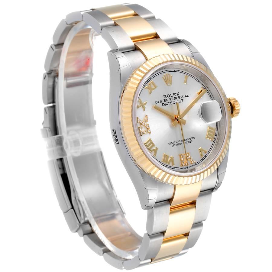 Rolex Datejust Steel Yellow Gold Silver Diamond Dial Mens Watch 126233 Unworn In Excellent Condition For Sale In Atlanta, GA
