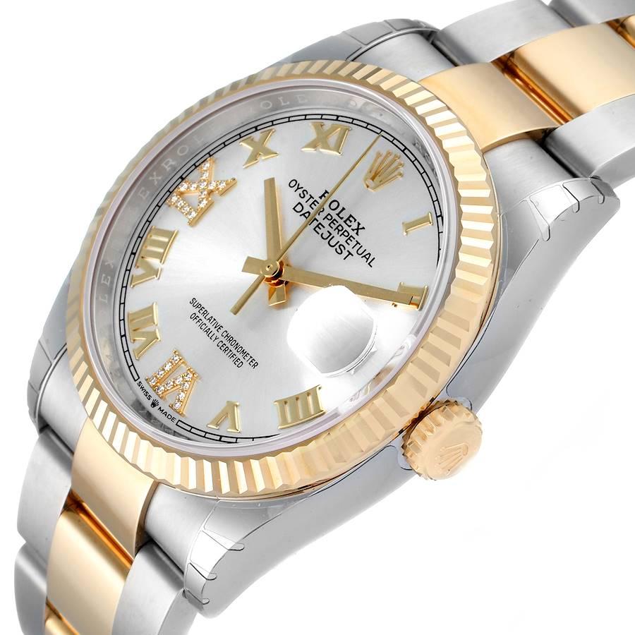 Rolex Datejust Steel Yellow Gold Silver Diamond Dial Mens Watch 126233 Unworn For Sale 1