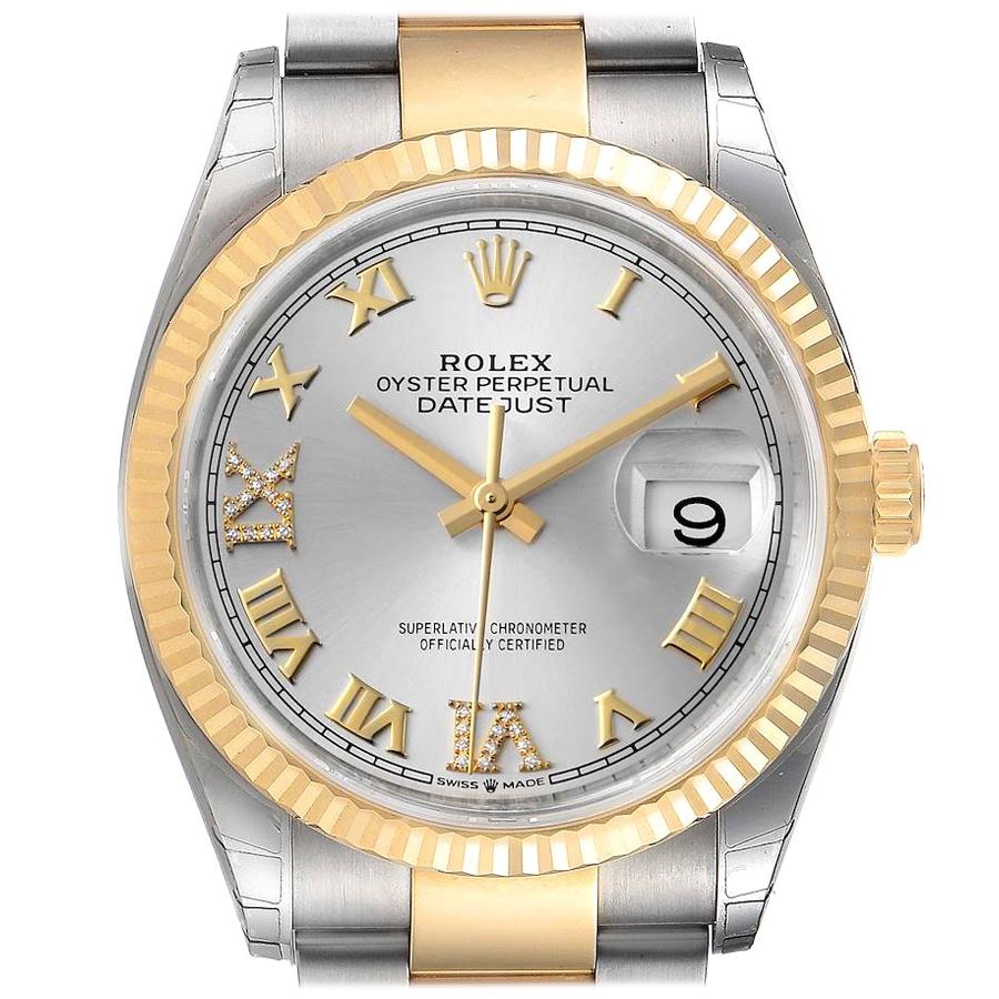 Rolex Datejust Steel Yellow Gold Silver Diamond Dial Mens Watch 126233 Unworn For Sale