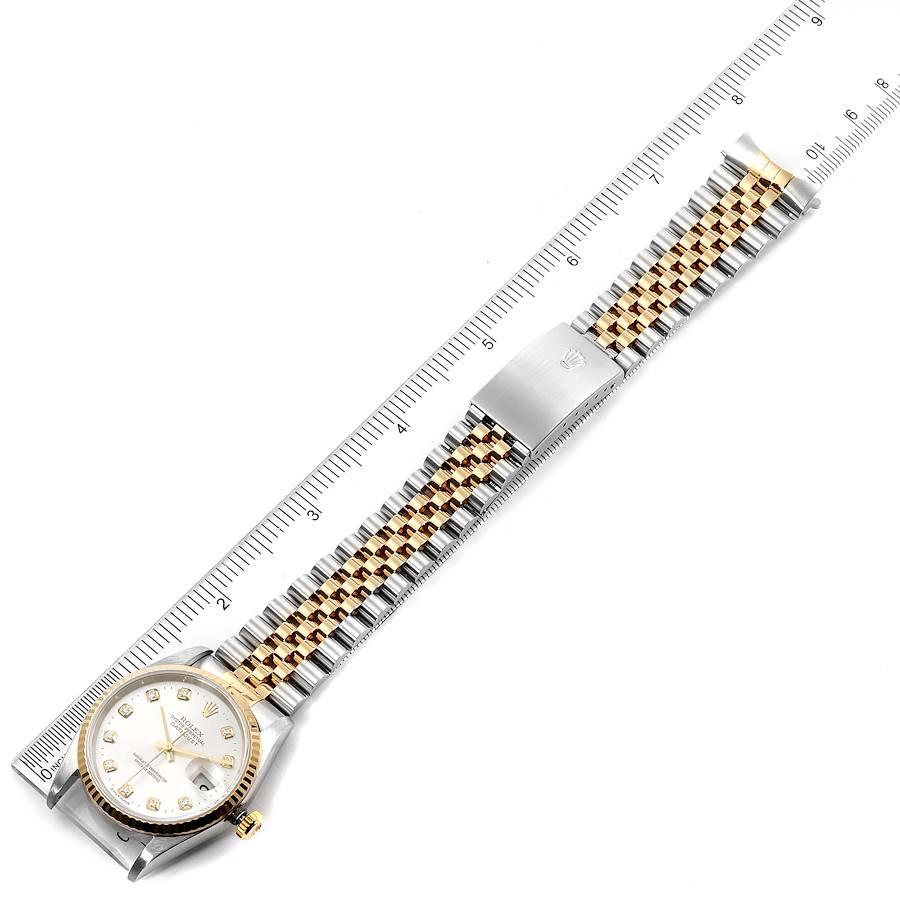 Rolex Datejust Steel Yellow Gold Silver Diamond Dial Men's Watch 16233 7