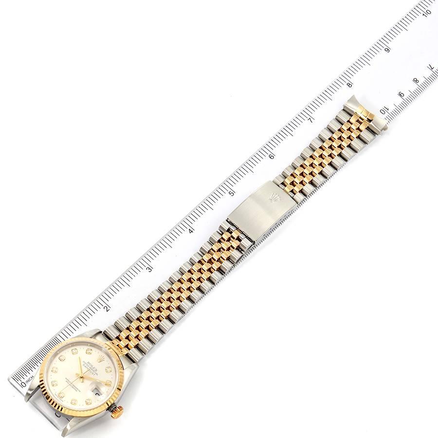Rolex Datejust Steel Yellow Gold Silver Diamond Dial Mens Watch 16233 For Sale 6