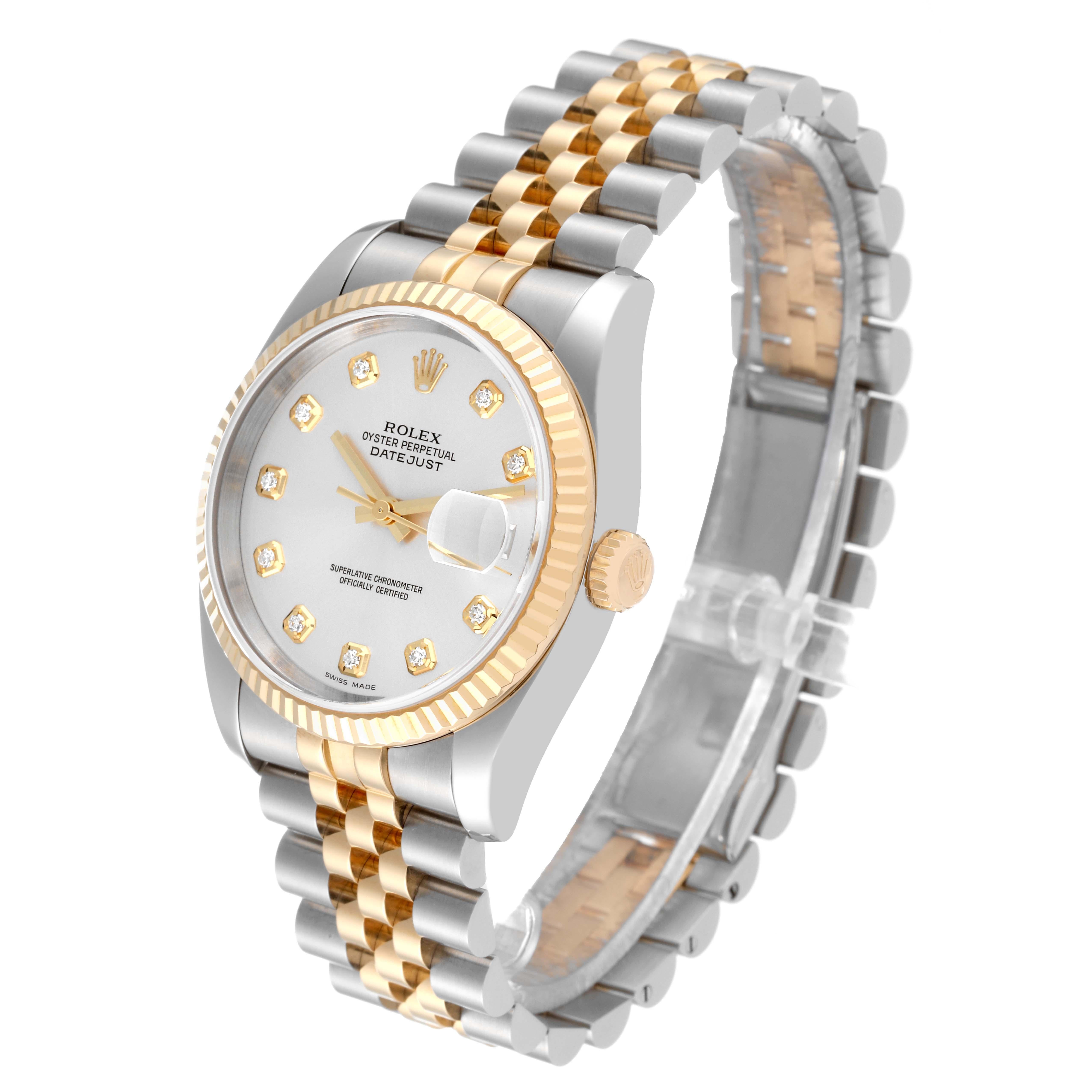 Rolex Datejust Steel Yellow Gold Silver Diamond Dial Watch 116233 Box Papers 6