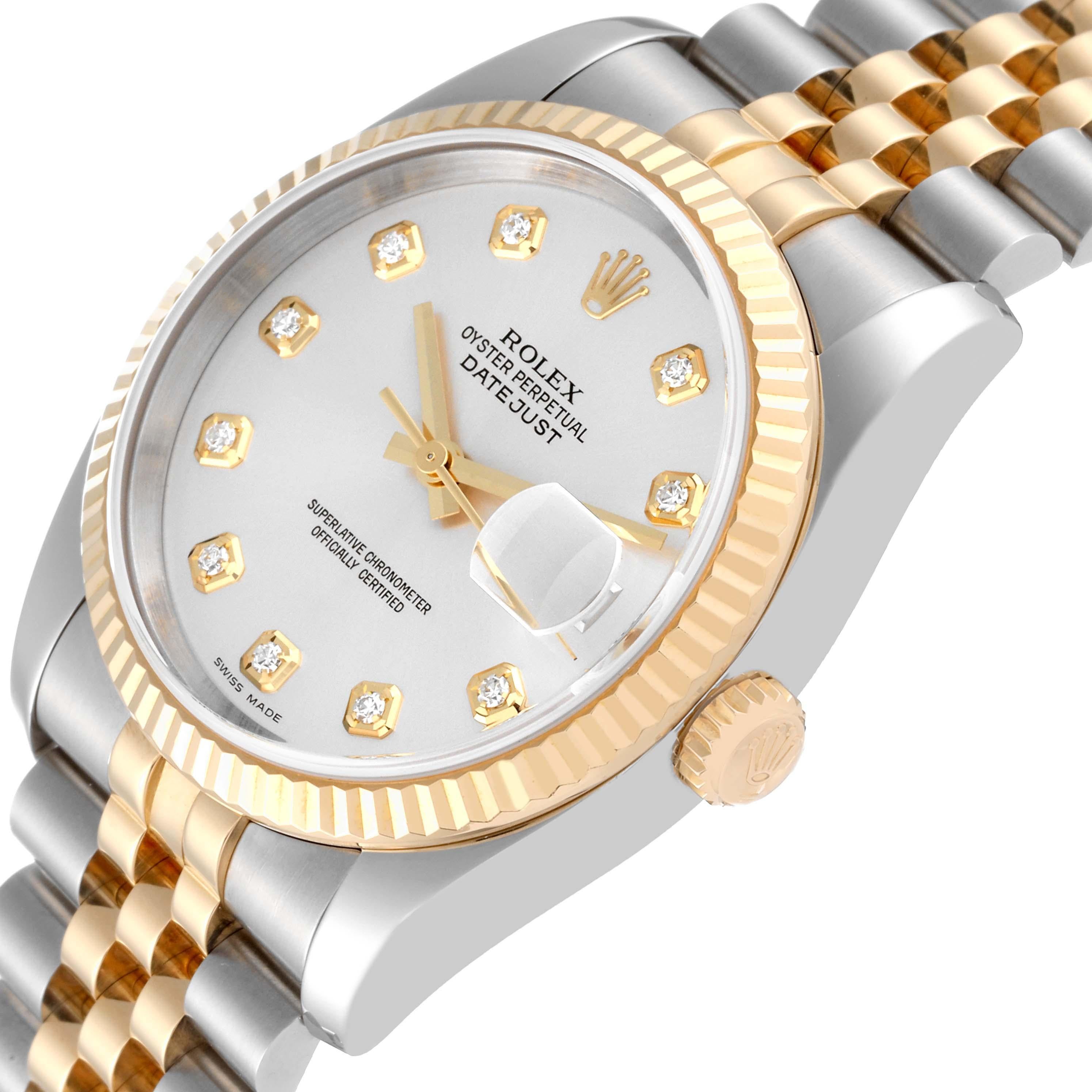 Rolex Datejust Steel Yellow Gold Silver Diamond Dial Watch 116233 Box Papers 3