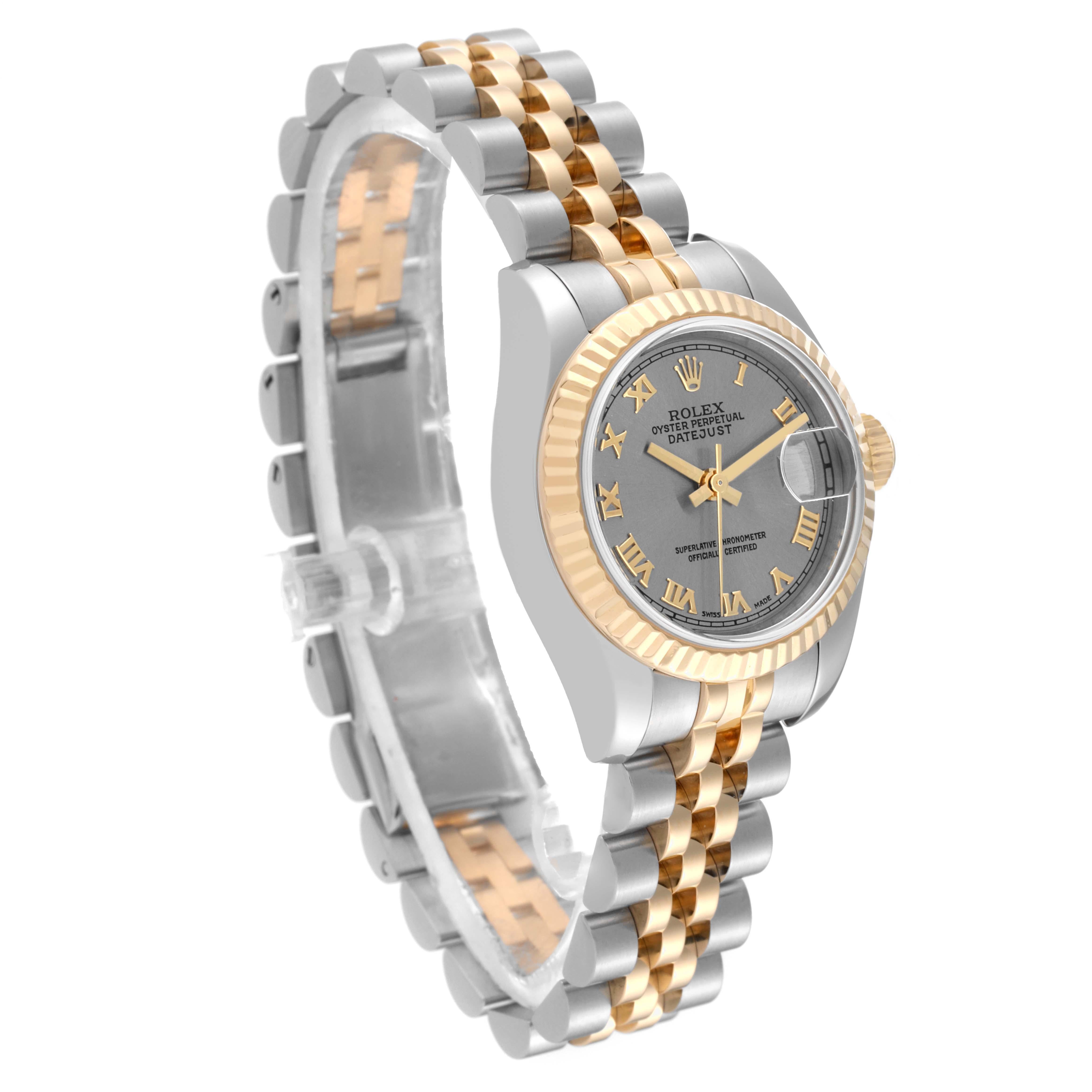 Rolex Datejust Steel Yellow Gold Slate Dial Ladies Watch 179173 Box Card For Sale 5