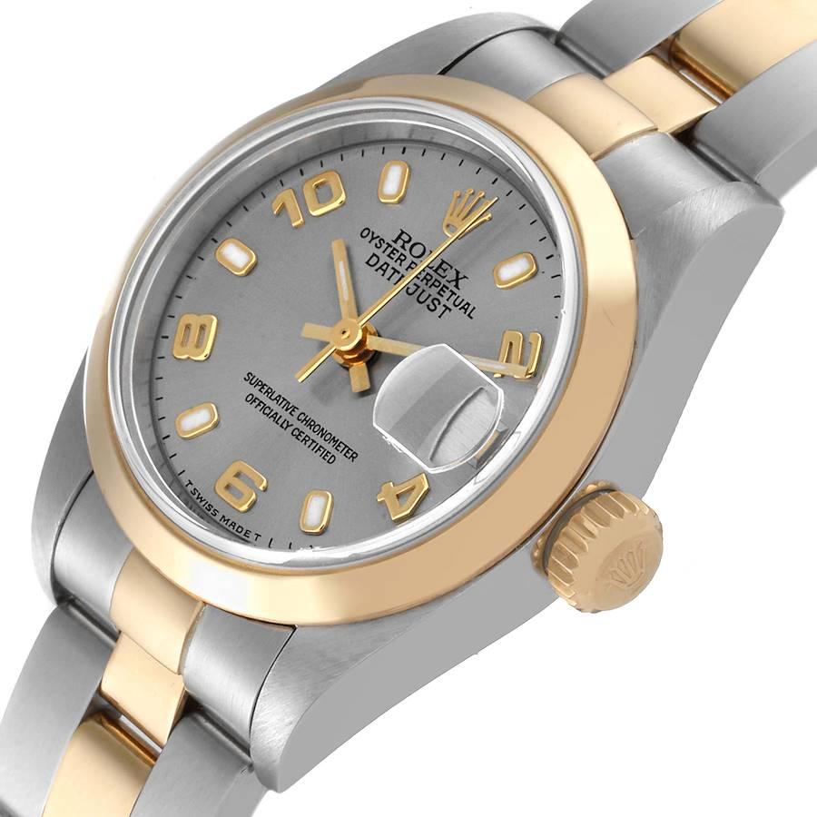 Women's Rolex Datejust Steel Yellow Gold Slate Dial Ladies Watch 69163 Box Papers For Sale
