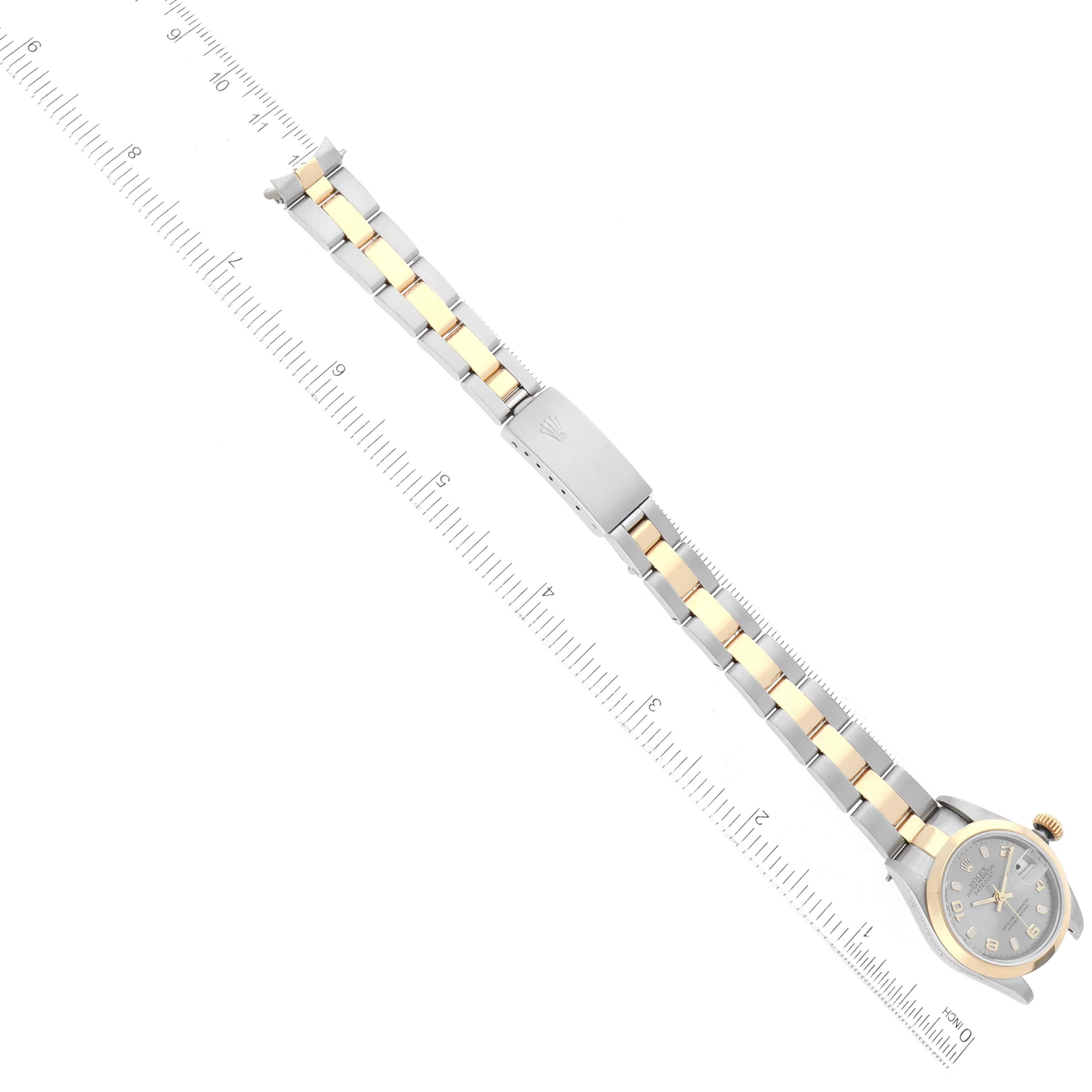 Rolex Montre Datejust en acier et or jaune avec cadran en ardoise, pour femmes 69163 en vente 6