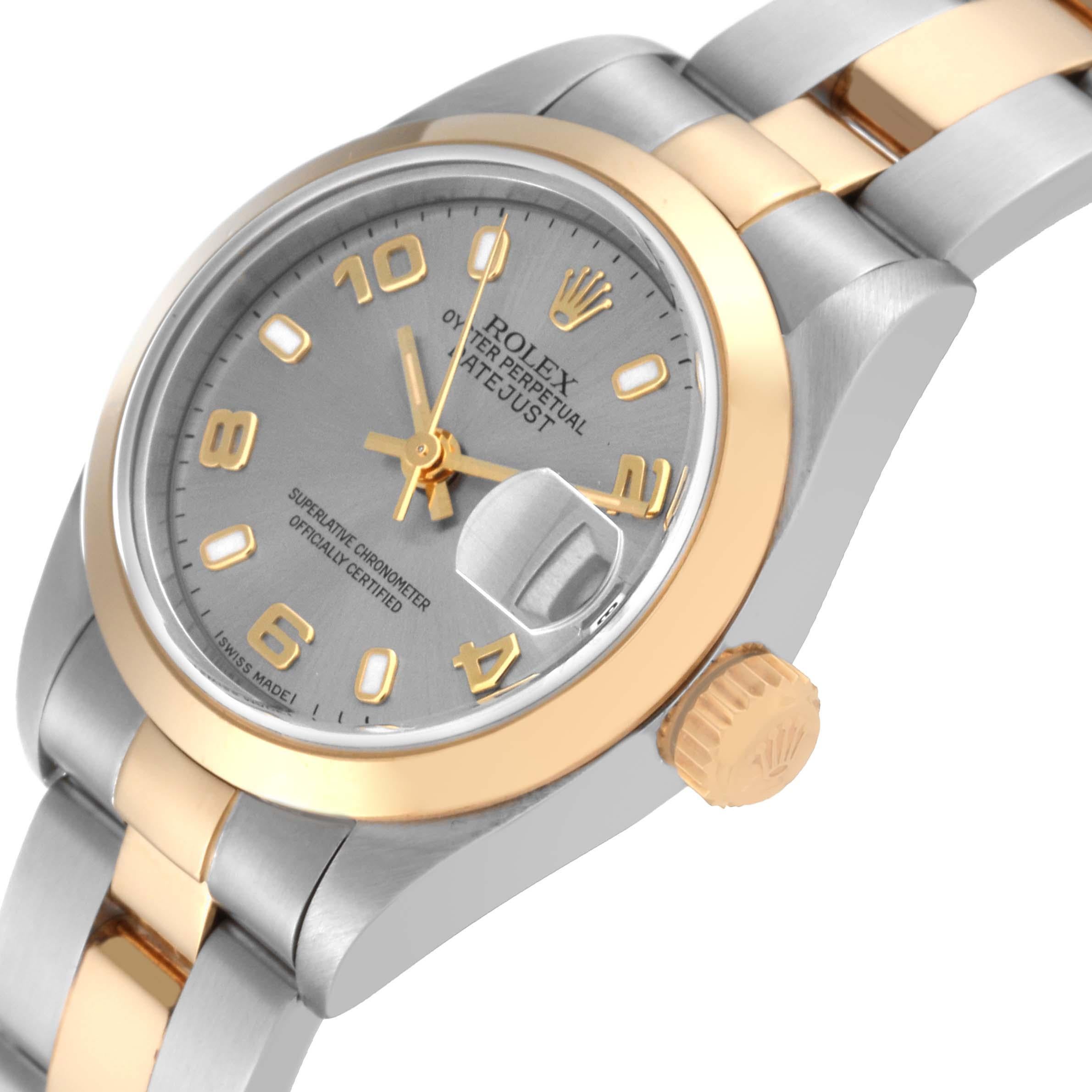 Rolex Datejust Damenuhr aus Stahl mit Gelbgold- Schiefer-Zifferblatt 69163 im Zustand „Hervorragend“ im Angebot in Atlanta, GA