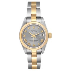 Rolex Datejust Steel Yellow Gold Slate Dial Ladies Watch 79163 Box Papers