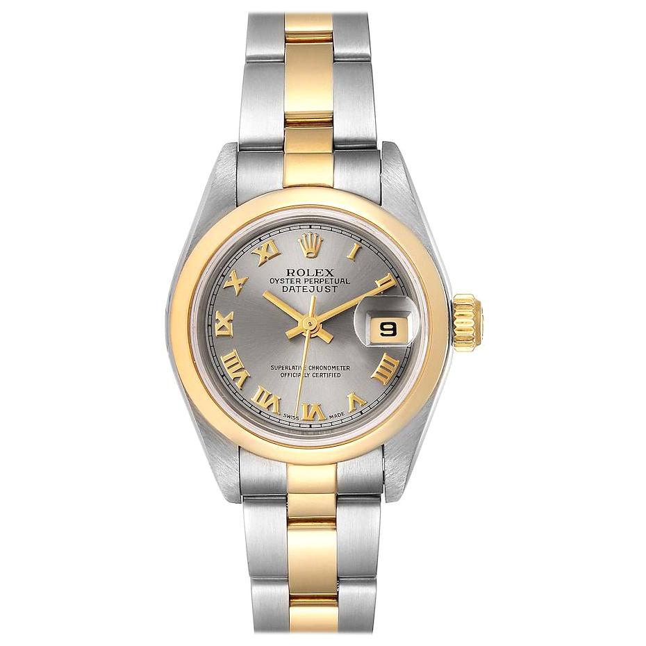 Rolex Datejust Steel Yellow Gold Slate Dial Ladies Watch 79163 For Sale