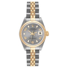 Rolex Datejust Steel Yellow Gold Slate Dial Ladies Watch 79173 Box Papers