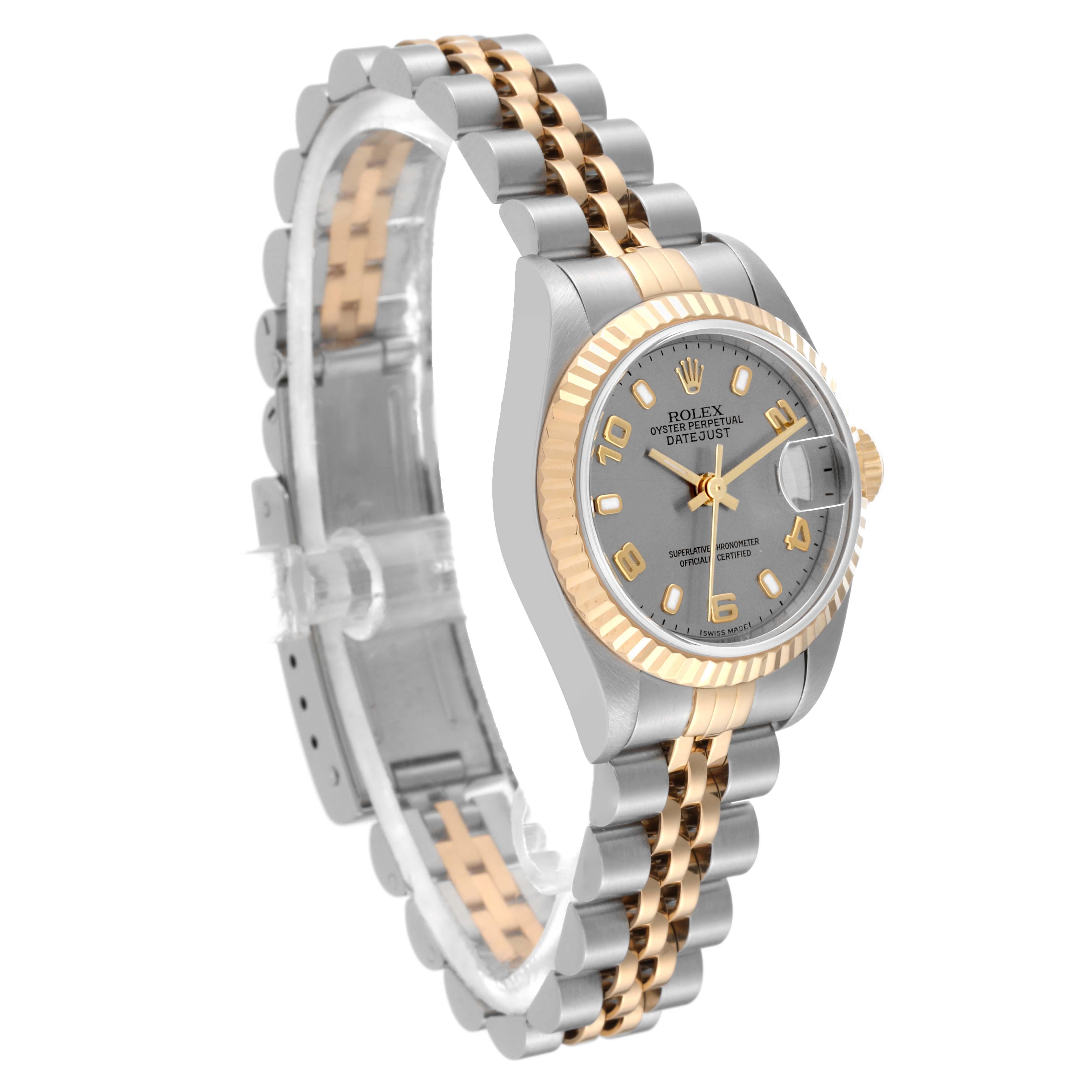 Rolex Datejust Damenuhr aus Stahl mit Gelbgold- Schiefer-Zifferblatt 79173 im Angebot 8