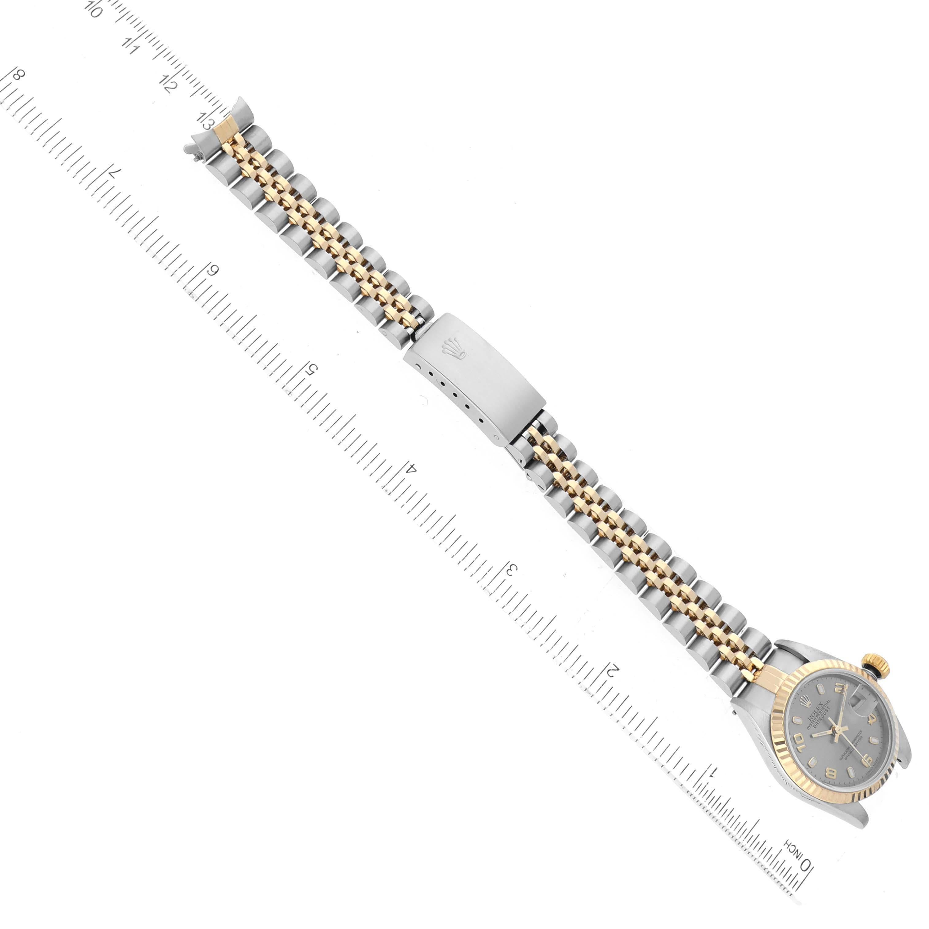 Rolex Datejust Damenuhr aus Stahl mit Gelbgold- Schiefer-Zifferblatt 79173 im Angebot 6