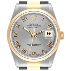 Rolex Datejust Steel Yellow Gold Slate Dial Mens Watch 16203