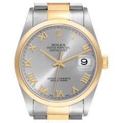 Rolex Datejust Steel Yellow Gold Slate Dial Mens Watch 16203