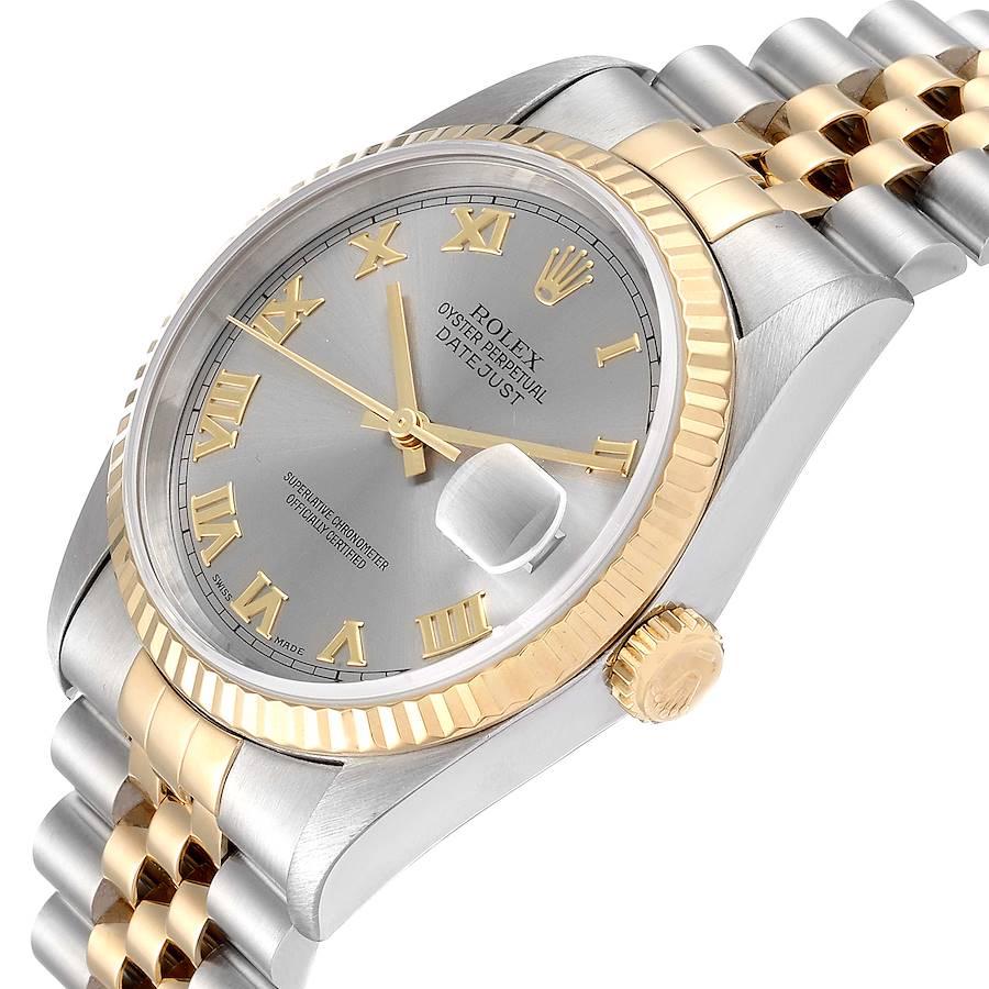 Rolex Datejust Steel Yellow Gold Slate Dial Men's Watch 16233 For Sale 1