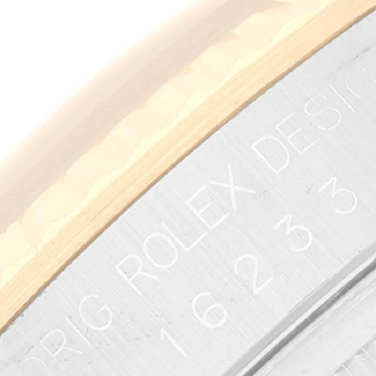 Rolex Datejust Herrenuhr aus Stahl mit Gelbgold-Schilfrohr-Zifferblatt 16233 im Angebot 4