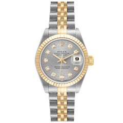 Rolex Datejust Steel Yellow Gold Slate Diamond Dial Ladies Watch 69173