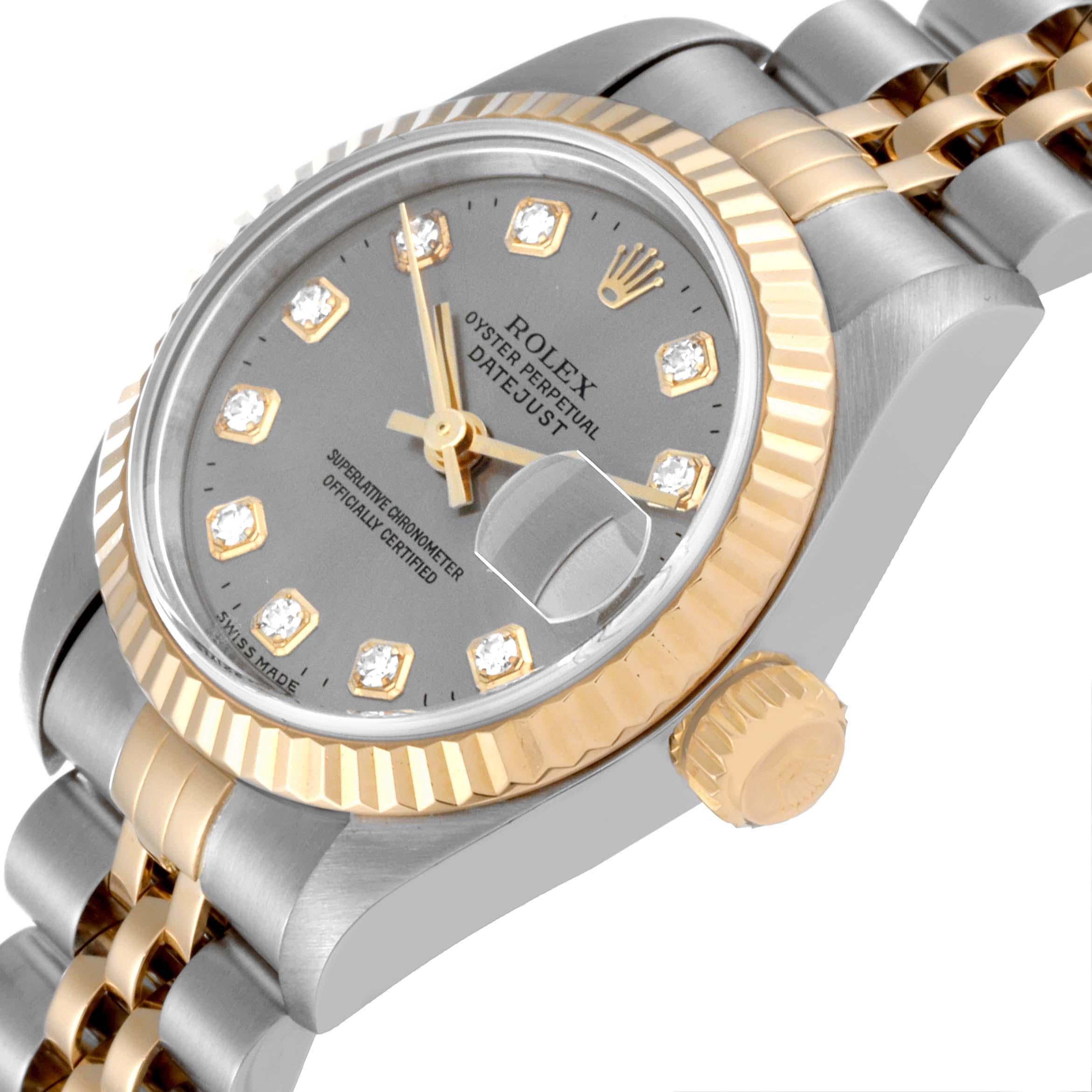 Rolex Datejust Steel Yellow Gold Slate Diamond Dial Ladies Watch 79173 1