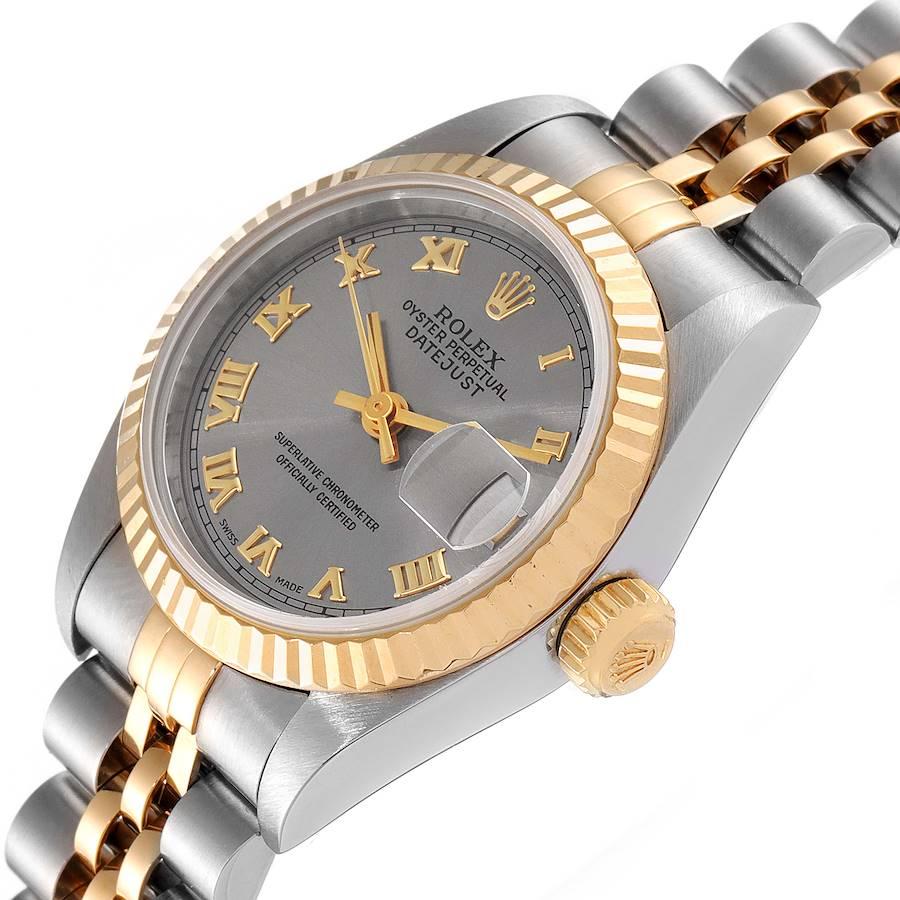 Rolex Datejust Steel Yellow Gold Slate Grey Dial Ladies Watch 69173 Box Papers 1