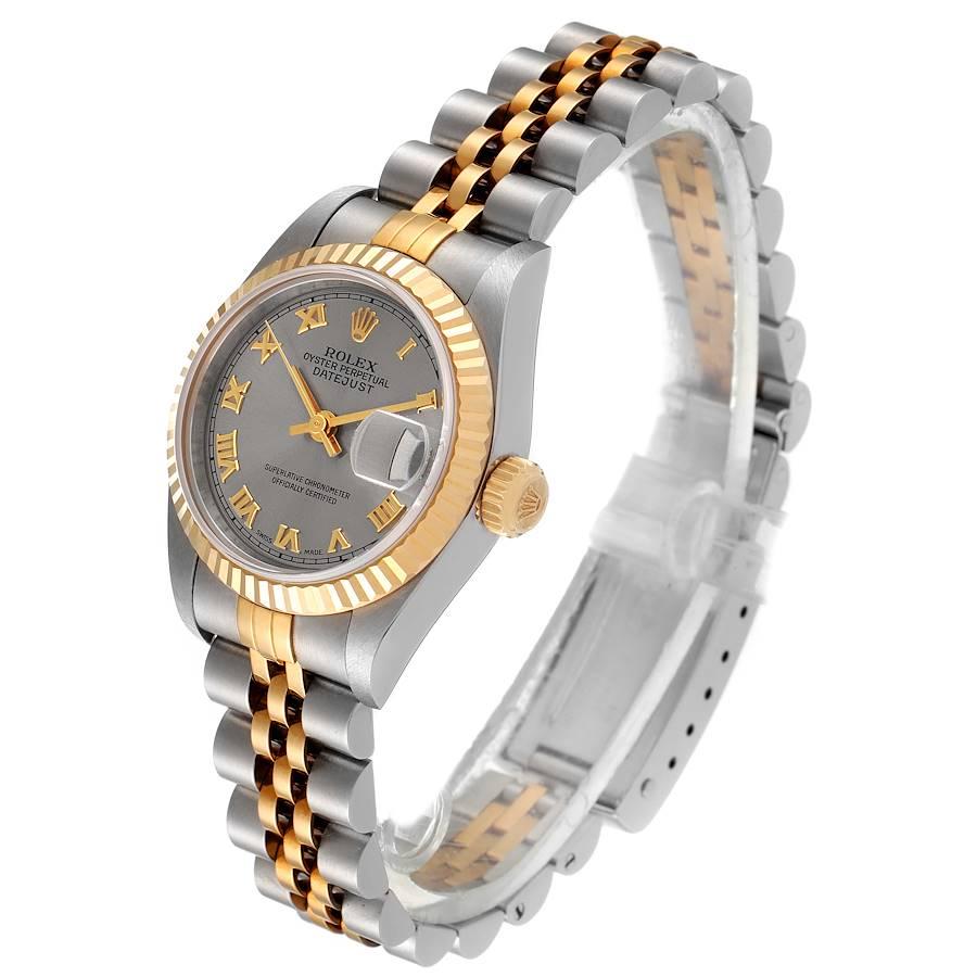 Women's Rolex Datejust Steel Yellow Gold Slate Grey Dial Ladies Watch 69173