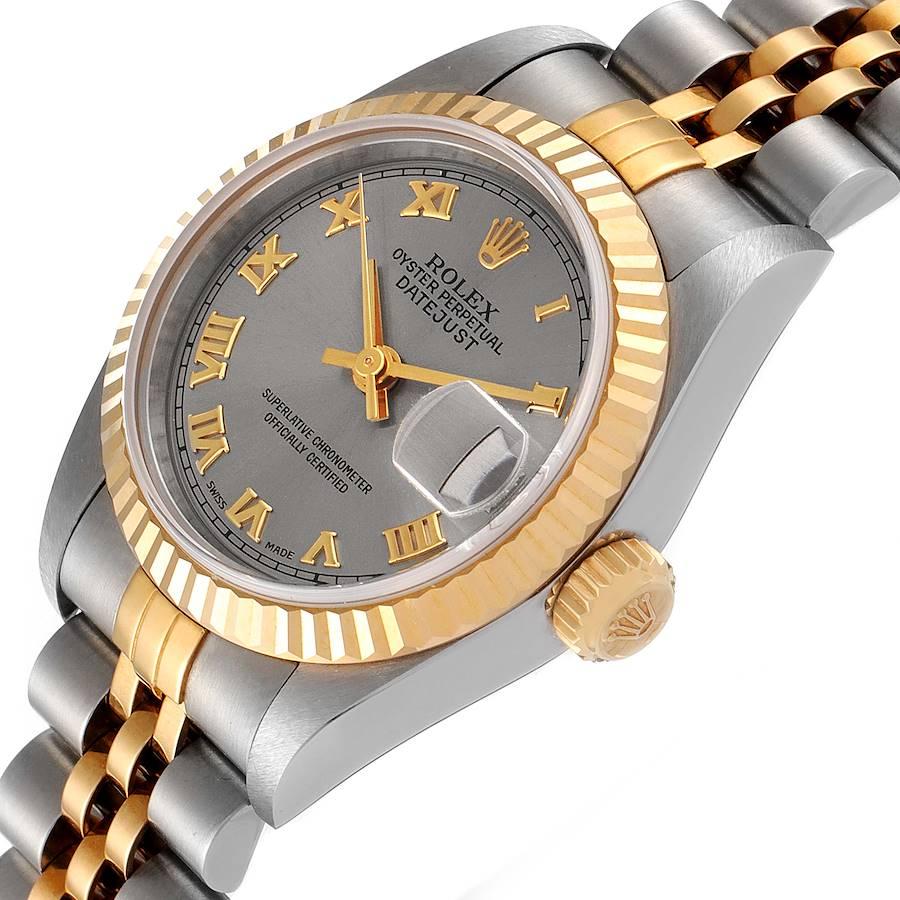 Rolex Datejust Steel Yellow Gold Slate Grey Dial Ladies Watch 69173 1