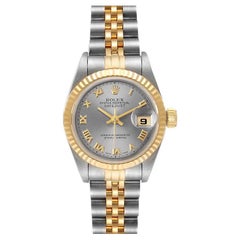 Rolex Datejust Steel Yellow Gold Slate Grey Dial Ladies Watch 69173