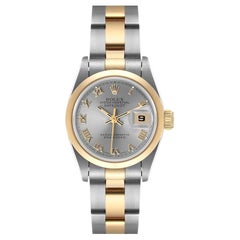 Rolex Datejust Steel Yellow Gold Slate Roman Dial Ladies Watch 69163