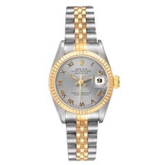 Rolex Datejust Steel Yellow Gold Slate Roman Dial Ladies Watch 69173