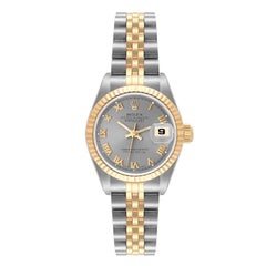 Rolex Datejust Steel Yellow Gold Slate Roman Dial Ladies Watch 69173