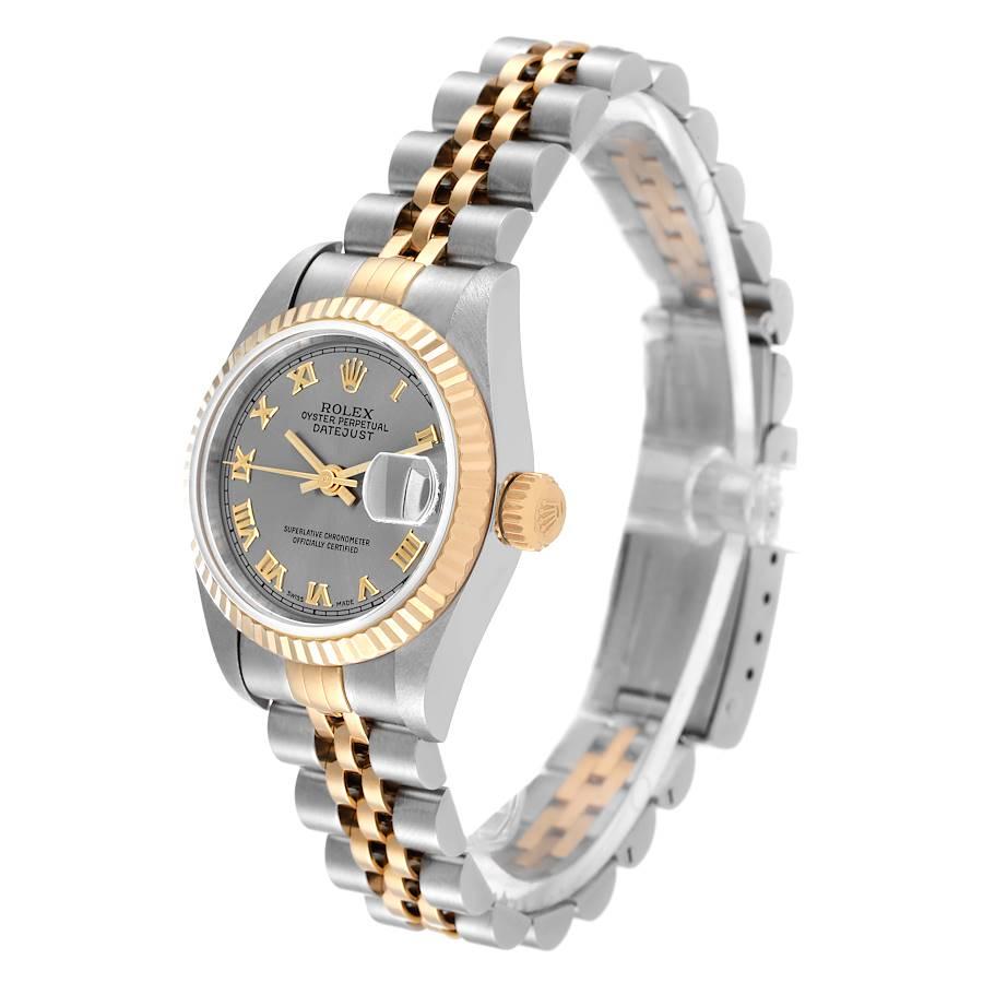 Women's Rolex Datejust Steel Yellow Gold Slate Roman Dial Ladies Watch 69173