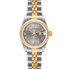 Rolex Datejust Steel Yellow Gold Slate Roman Dial Ladies Watch 69173