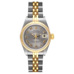Rolex Datejust Steel Yellow Gold Slate Roman Dial Ladies Watch 69173