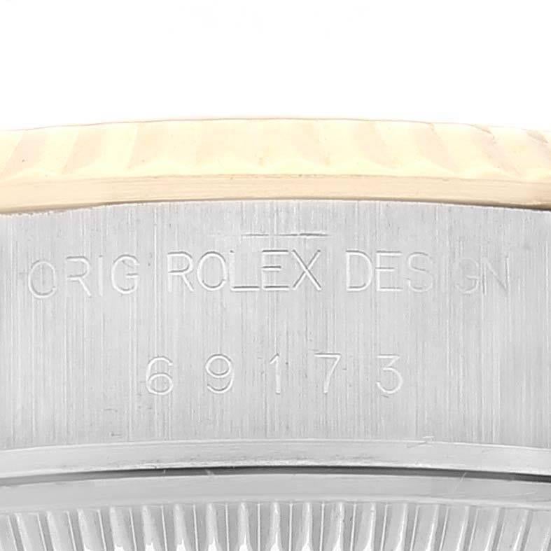 Women's Rolex Datejust Steel Yellow Gold Slate Roman Dial Ladies Watch 69173 Papers