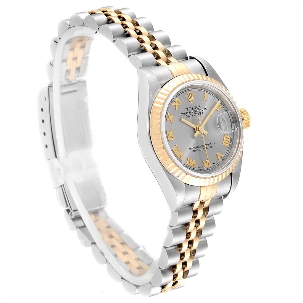 Rolex Datejust Steel Yellow Gold Slate Roman Dial Ladies Watch 79173 In Excellent Condition For Sale In Atlanta, GA
