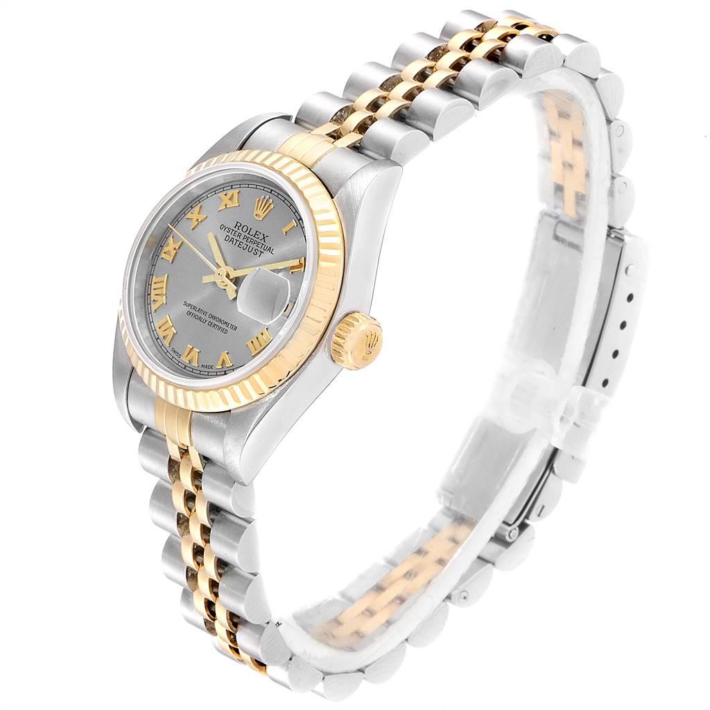 Women's Rolex Datejust Steel Yellow Gold Slate Roman Dial Ladies Watch 79173 For Sale