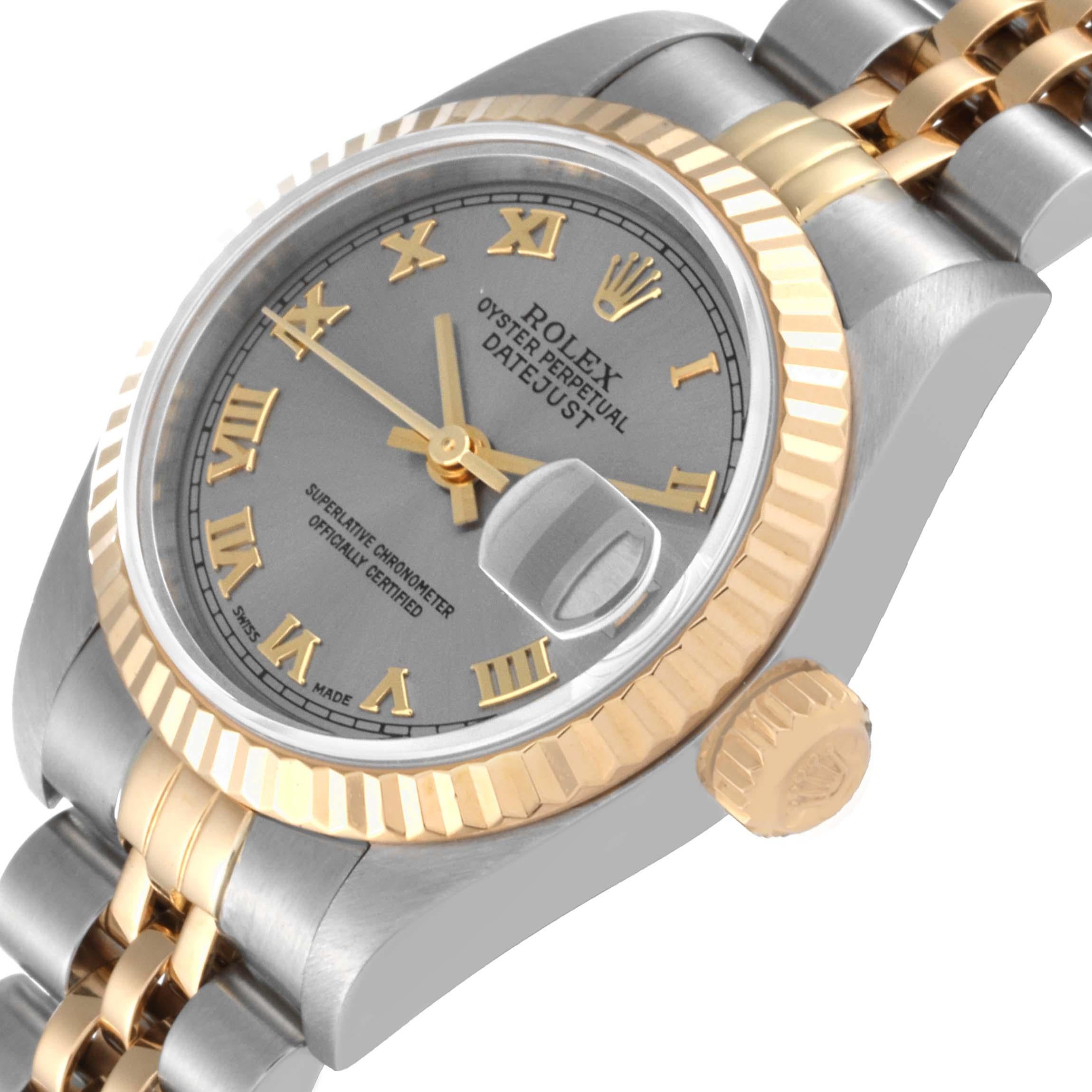 Women's Rolex Datejust Steel Yellow Gold Slate Roman Dial Ladies Watch 79173