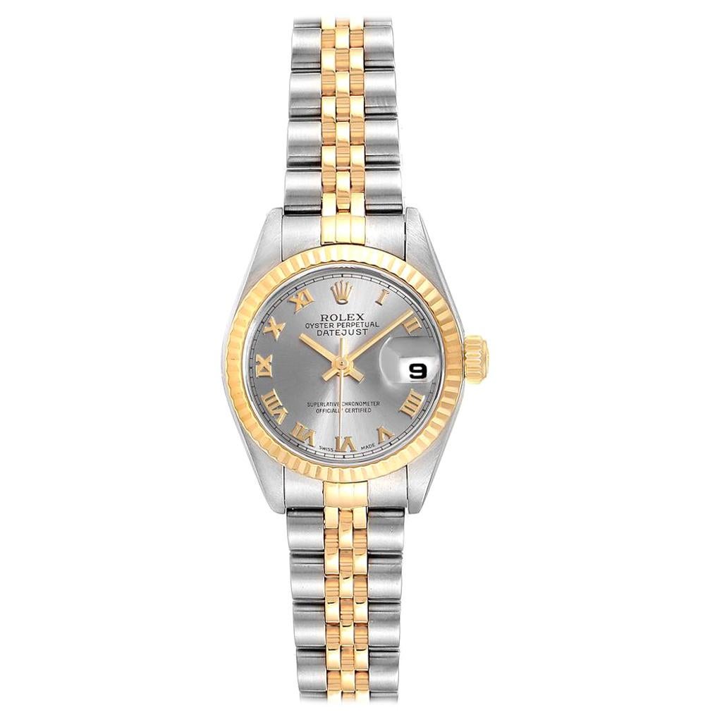 Rolex Datejust Steel Yellow Gold Slate Roman Dial Ladies Watch 79173 For Sale