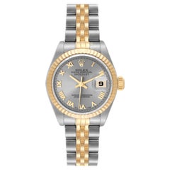 Rolex Datejust Steel Yellow Gold Slate Roman Dial Ladies Watch 79173