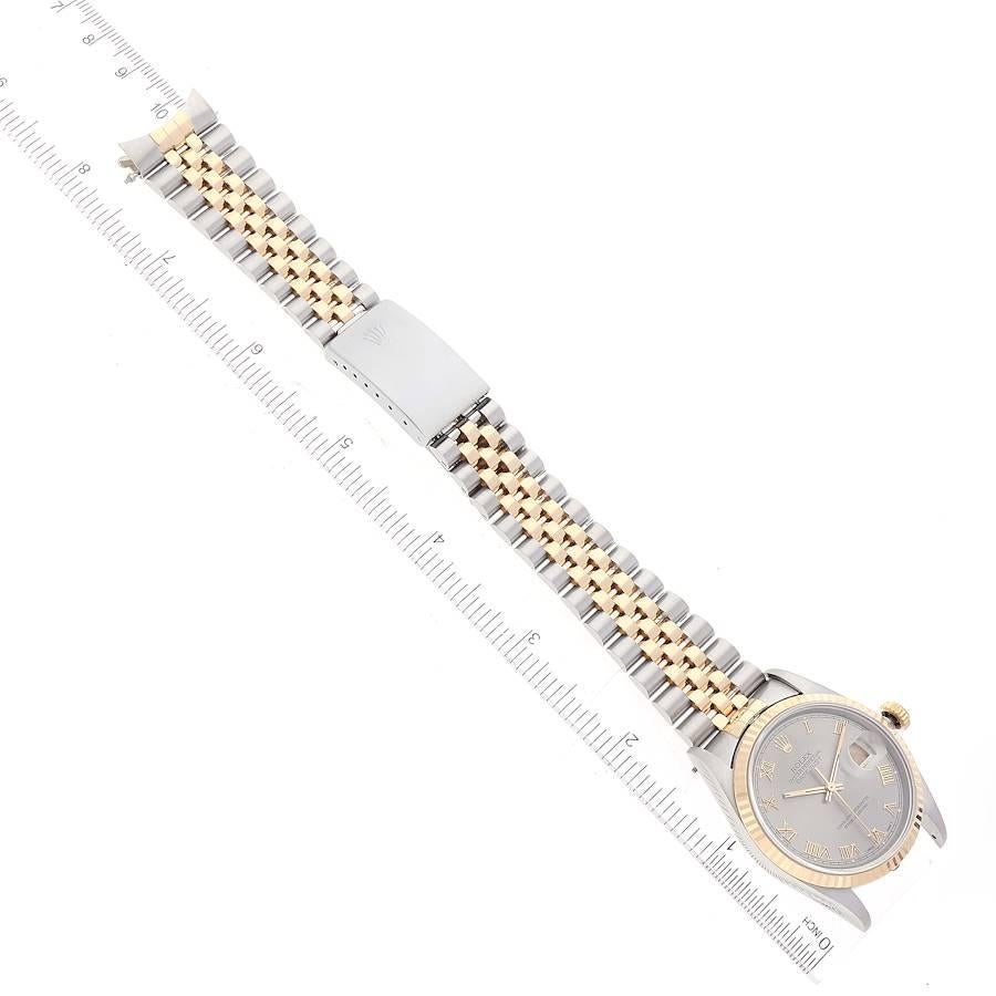 Rolex Datejust Stahl Gelbgold Schiefer römisches Zifferblatt Herrenuhr 16233 7