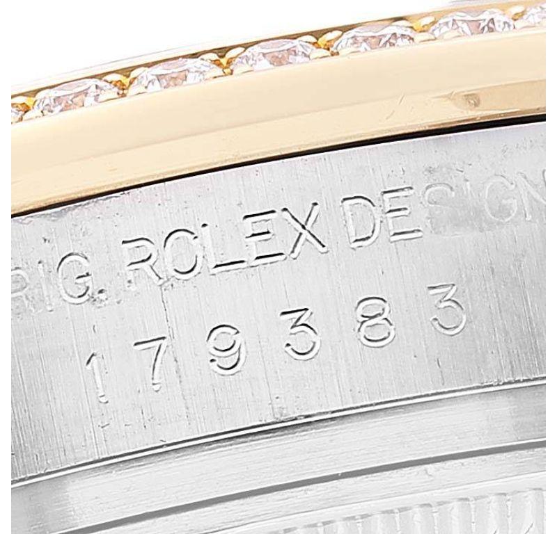 Women's Rolex Datejust Steel Yellow Gold Sunbeam Diamond Ladies Watch 179383 Box Card