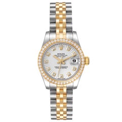 Rolex Datejust Steel Yellow Gold Sunburst Dial Diamond Ladies Watch 179383